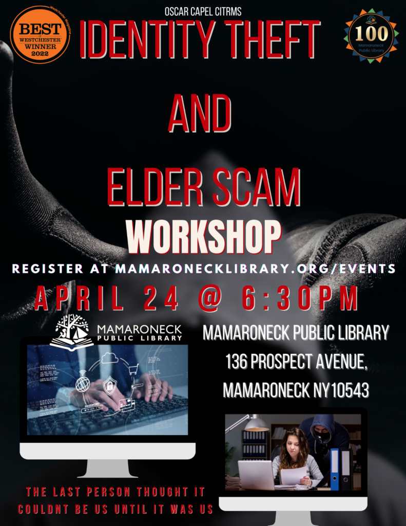 4/24 @ 7pm via zoom: cybertheft & elder scam workshop