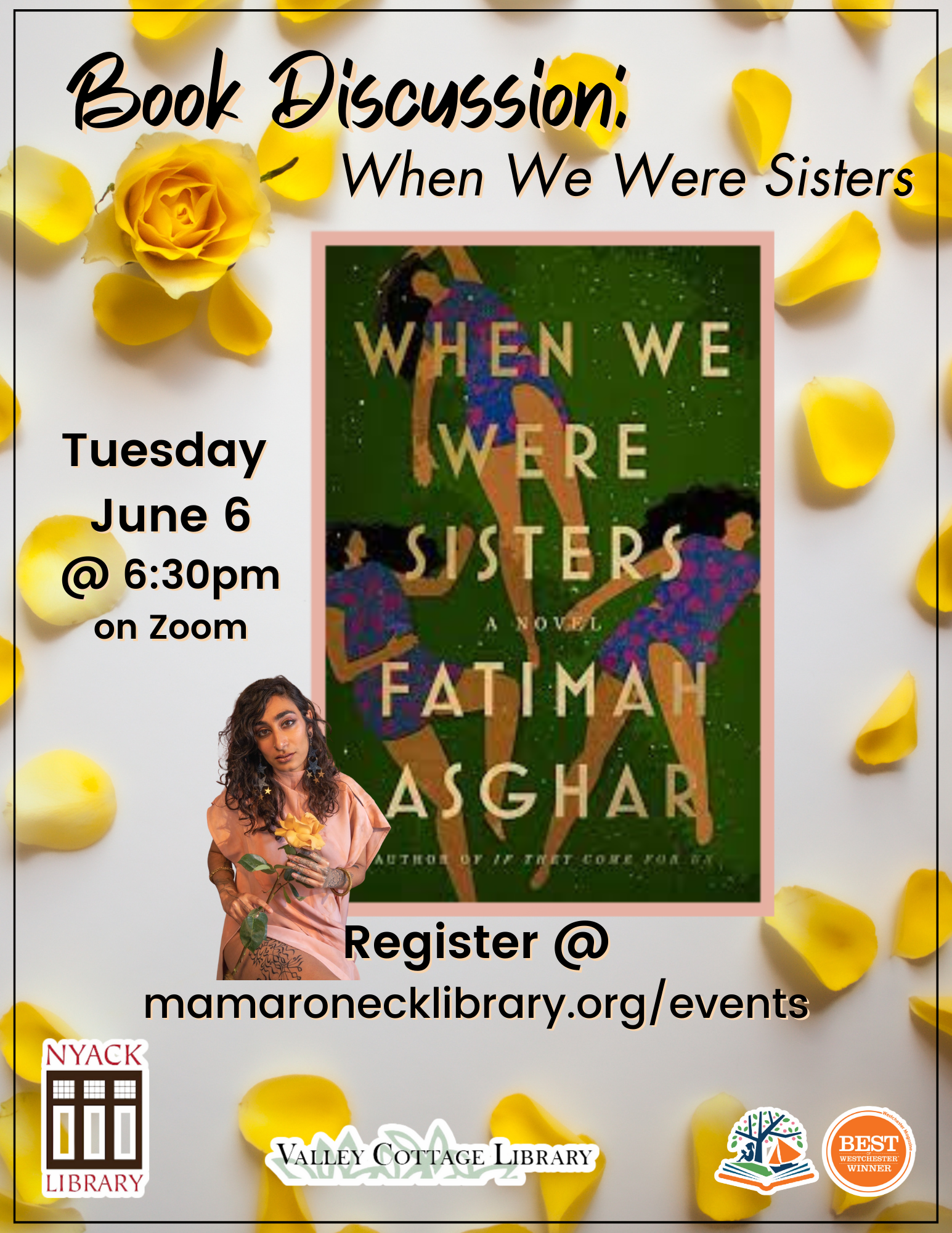 6/6 @ 6:30pm via zoom - book discussion: When We Were Sisters