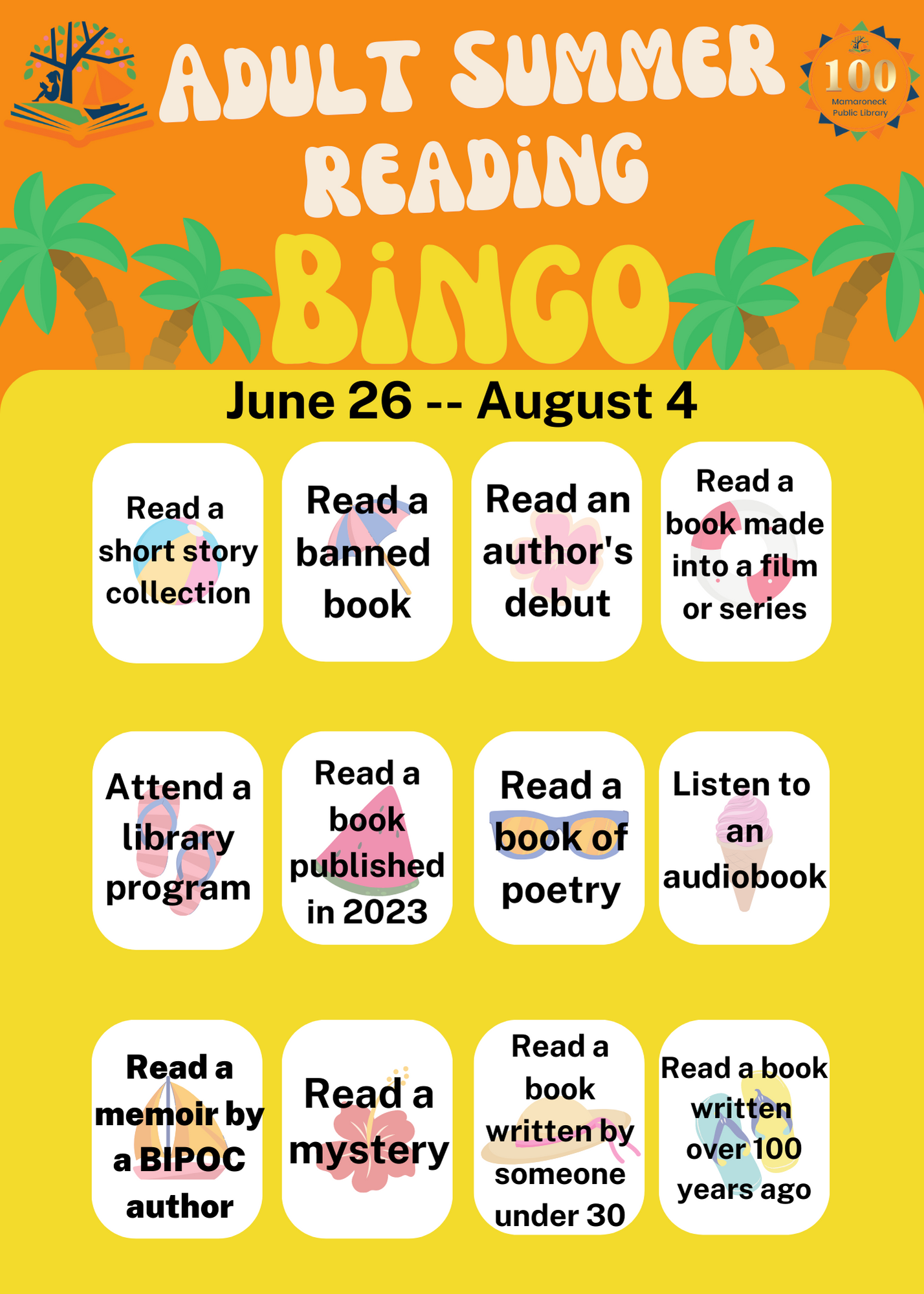 Adult Summer Reading - Beach Blanket Bingo Card